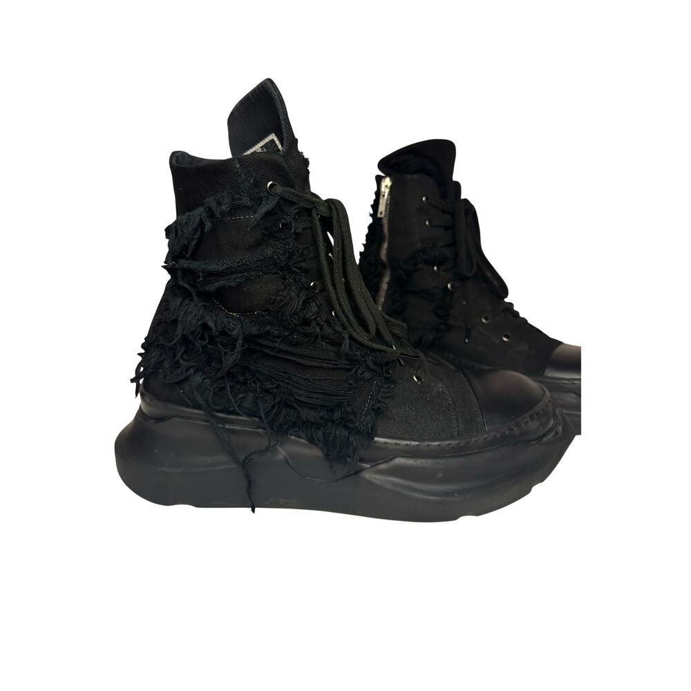Rick Owens DRKSHDW Gethsemane High-Top Sneakers EU 45 Distressed Abstract Denim